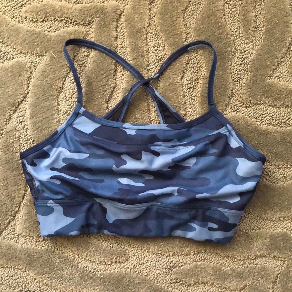 GapFit small blue camouflage sports bra
